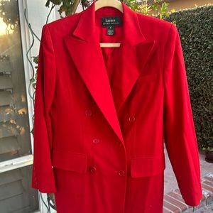 Ralph Laurent Red pant suit,Size 4,%100wool,very good condition